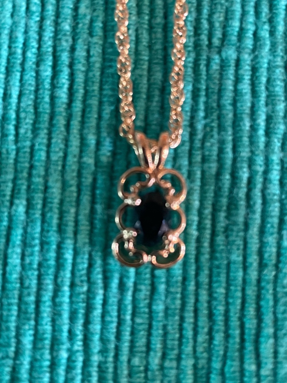 Rose Gold Tone Black Stone Pendant Necklace - Women's Jewelry